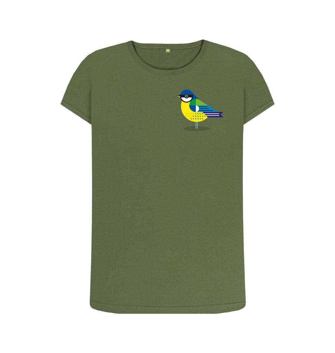 Khaki Blue Tit Women's Crew Neck T-shirt