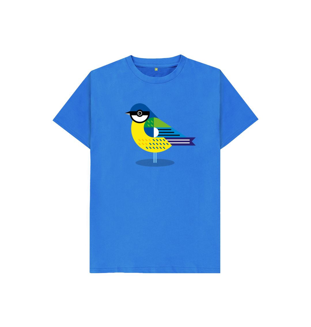 Bright Blue Blue Tit Kids Organic Cotton T-shirt