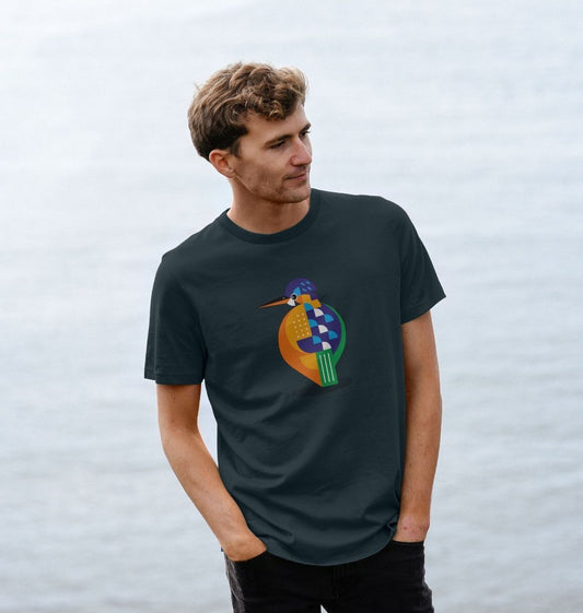 Kingfisher Large Print Mens Organic Cotton T-shirt
