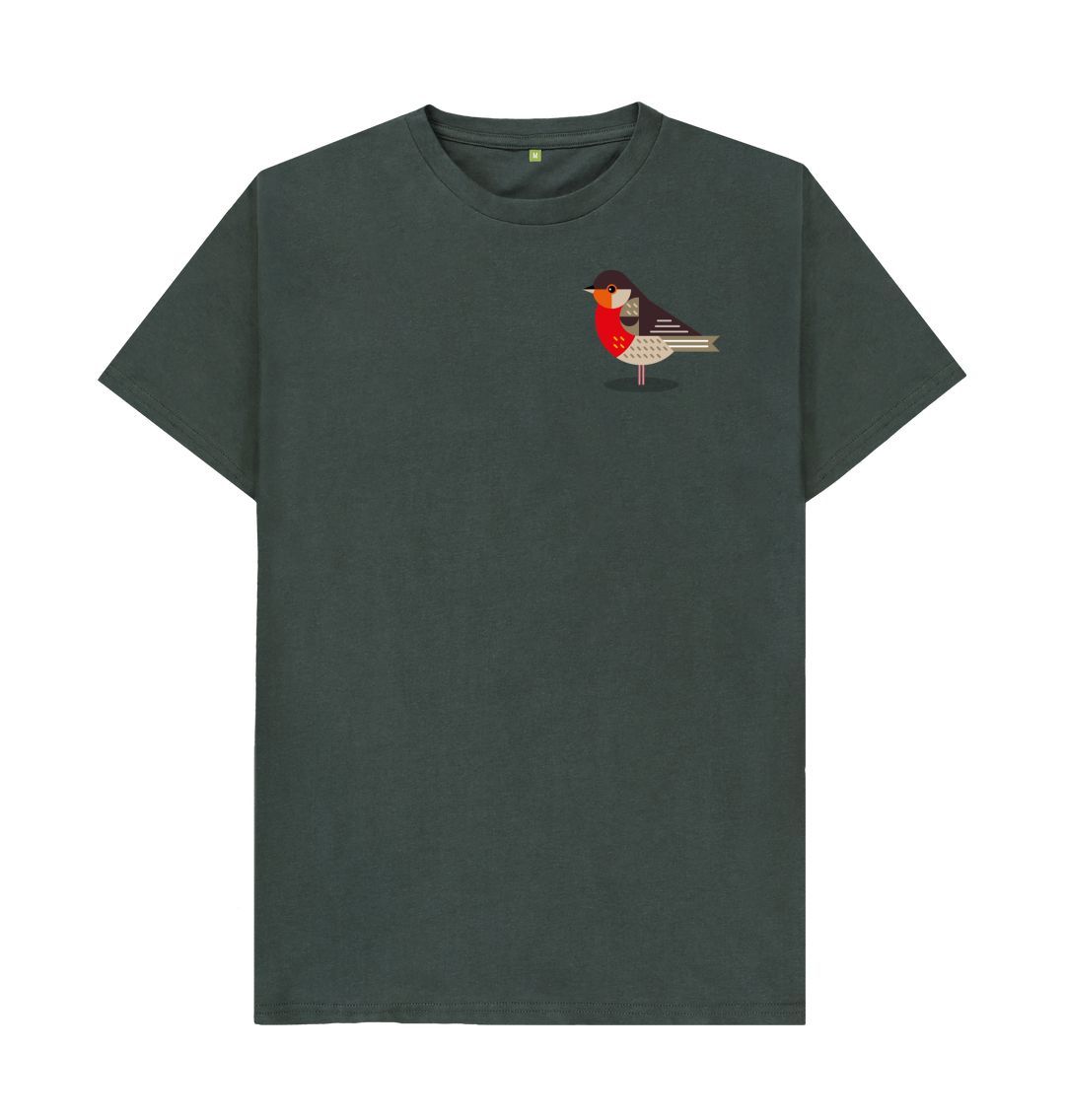 Dark Grey Robin Mens Organic Cotton T-shirt