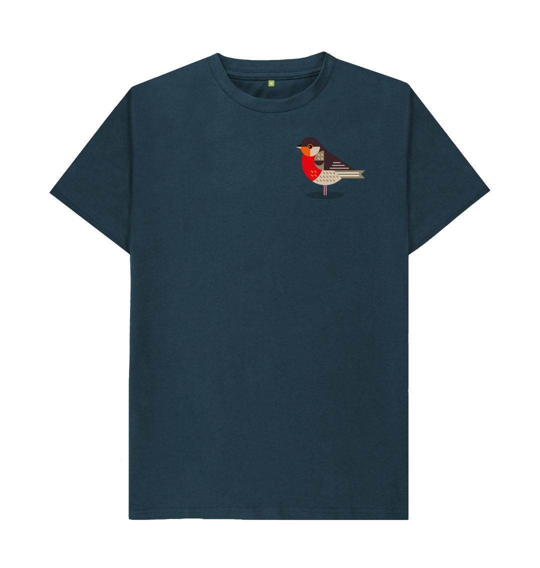 Denim Blue Robin Mens Organic Cotton T-shirt
