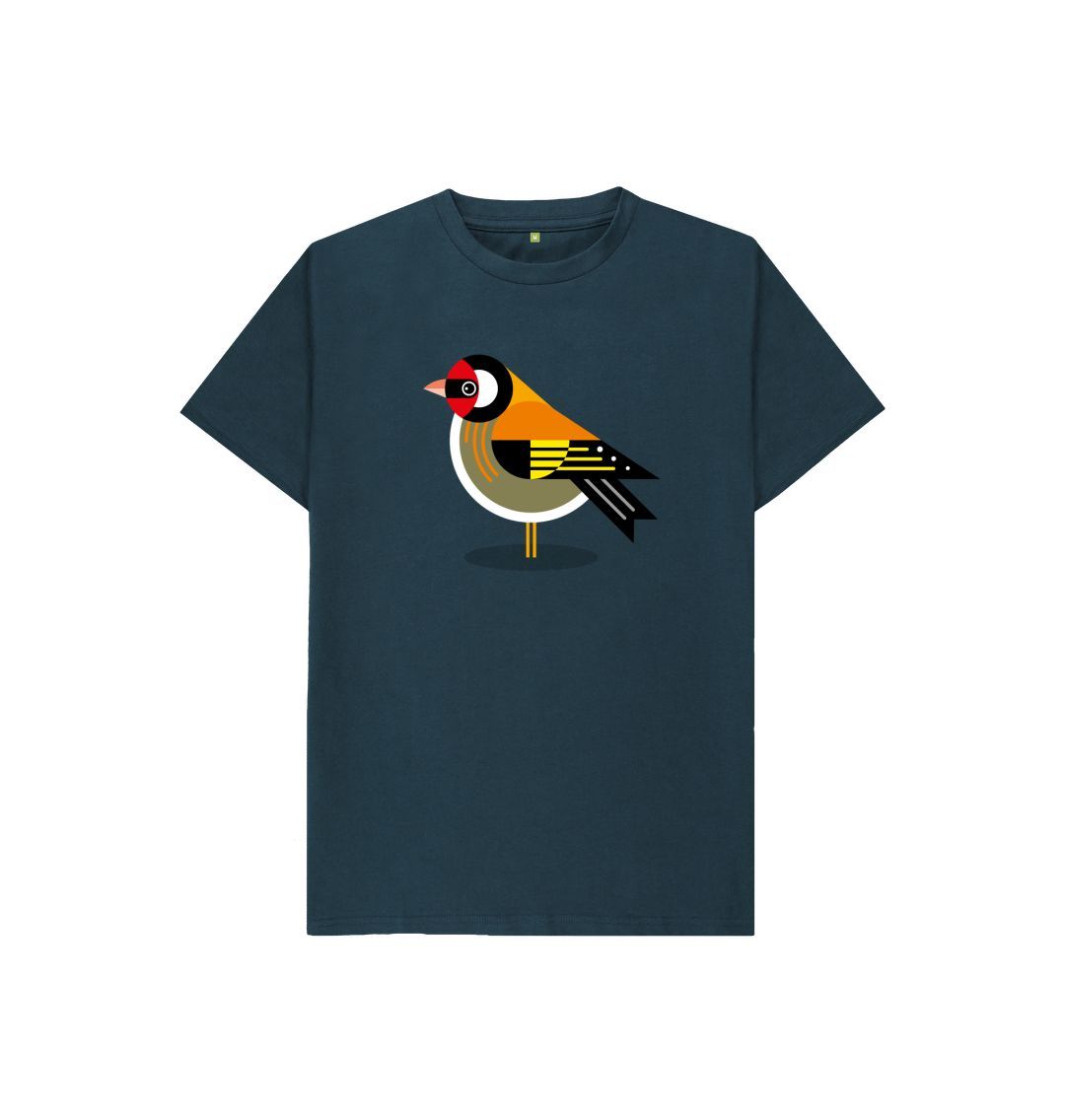 Denim Blue Goldfinch Kids Organic Cotton T-shirt