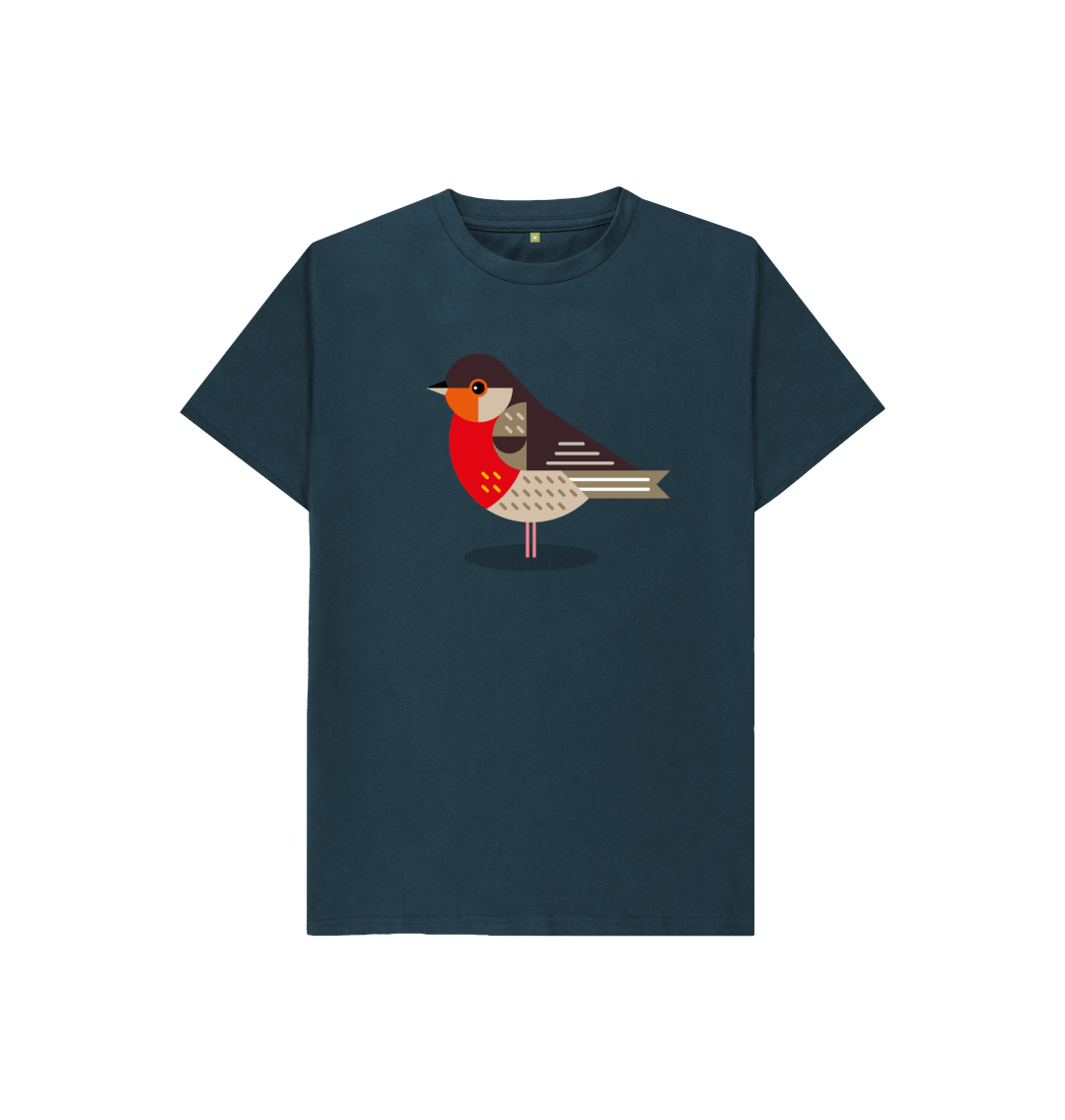 Denim Blue Robin Kids Organic Cotton T-shirt