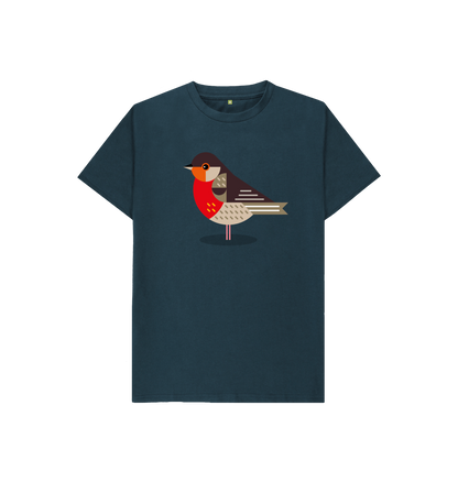 Denim Blue Robin Kids Organic Cotton T-shirt