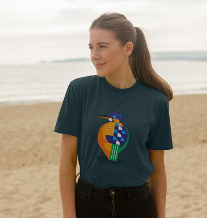 Kingfisher Large Print Mens Organic Cotton T-shirt