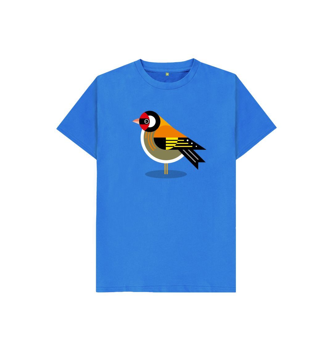 Bright Blue Goldfinch Kids Organic Cotton T-shirt