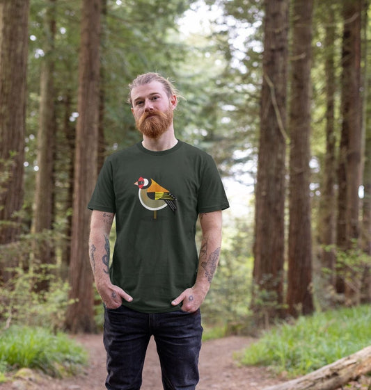 Goldfinch Large Print Mens Organic Cotton T-shirt